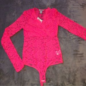 Urban planet floral Mesh Pink bodysuit